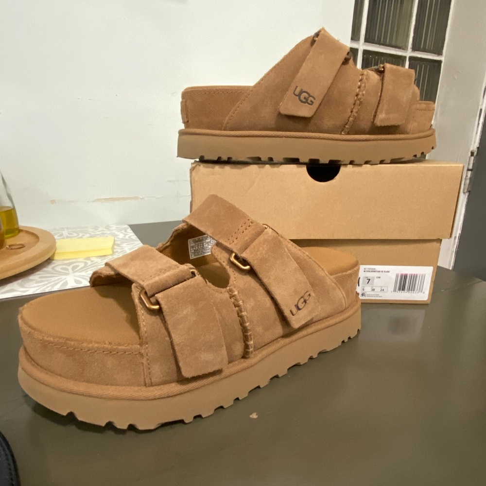 UGG Chestnut Suede Slide Sandals